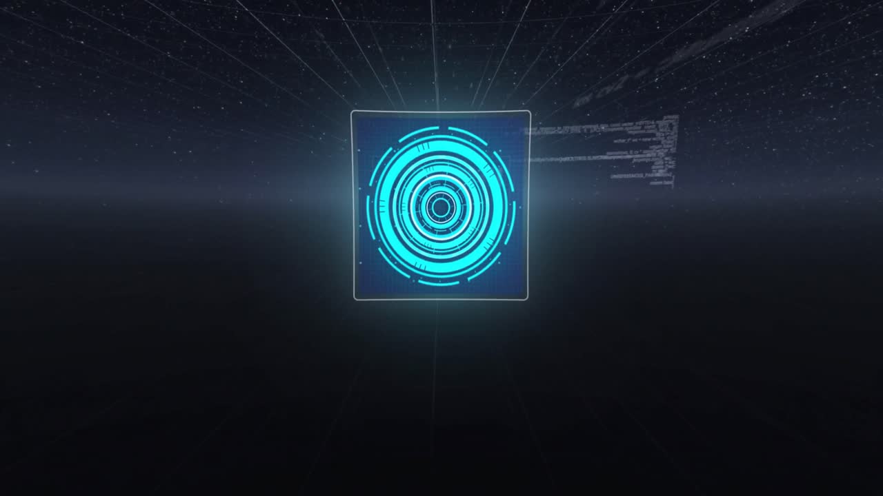 animación de texto de 6g, procesamiento de datos y alcance en pantallas sobre fondo azul oscuro