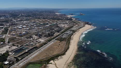 abandoned refinery and the coastline in porto