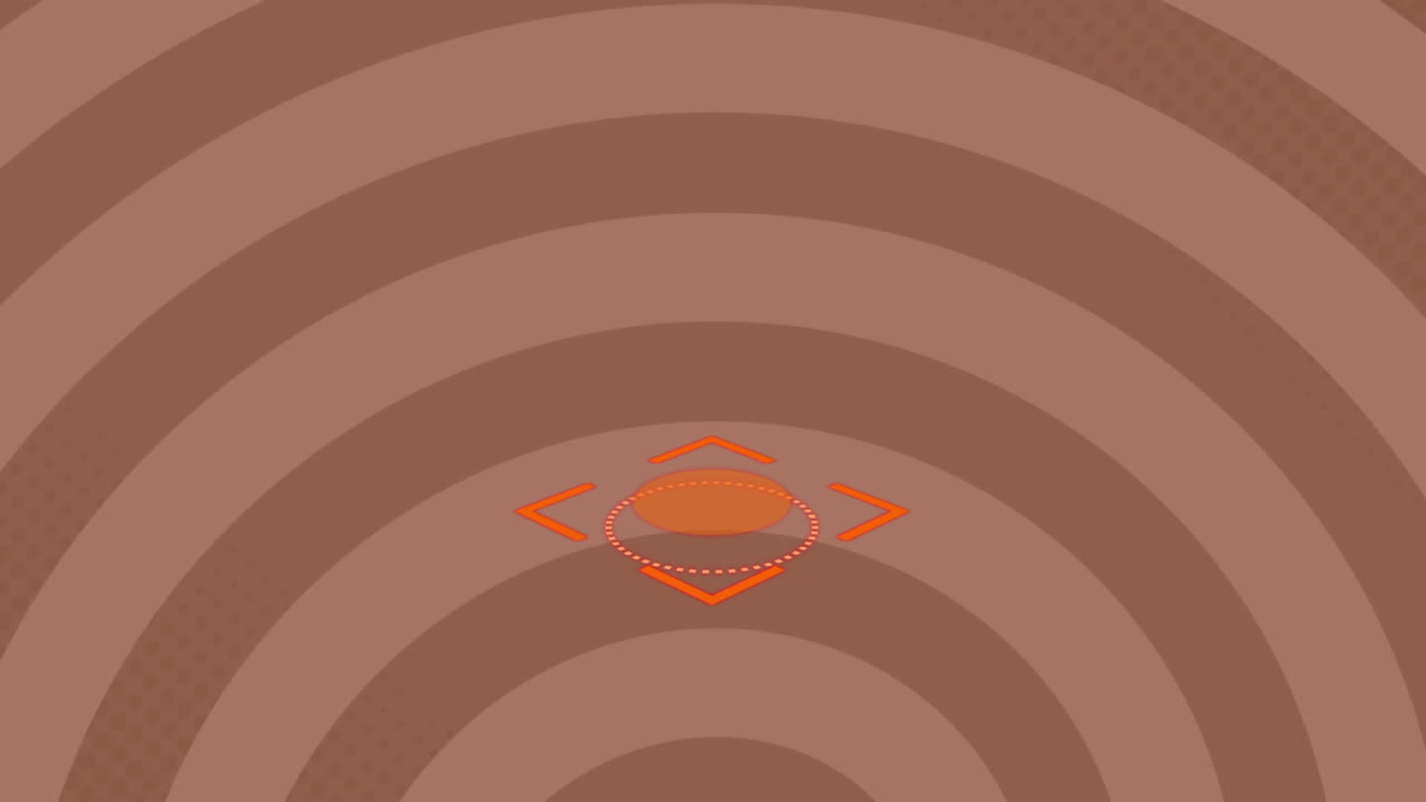 Animation of geometrical orange shape over striped background