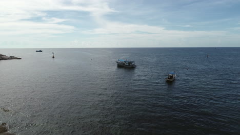 Aerial-View-of-Boats-on-Sea