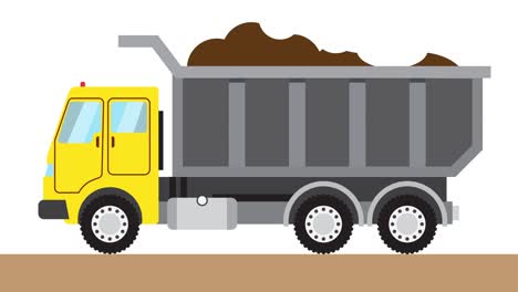 un gran camión de descarga transporta el suelo