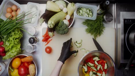 chef preparing a vegetable salad