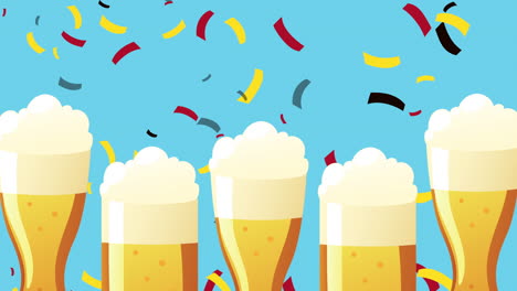 oktoberfest celebration animation with beers and confetti