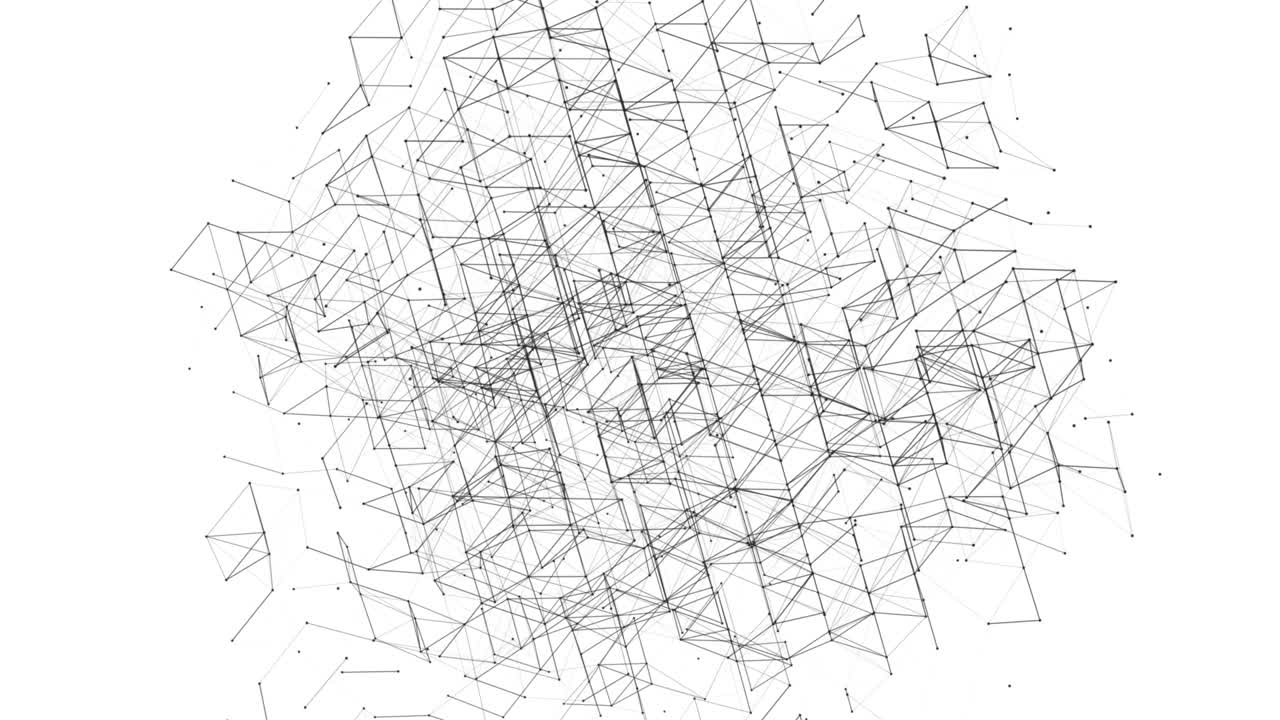 Abstract geometric background. Movement of connected lines and dots.The concept of science, technology, business, space. Looped animation. 4K