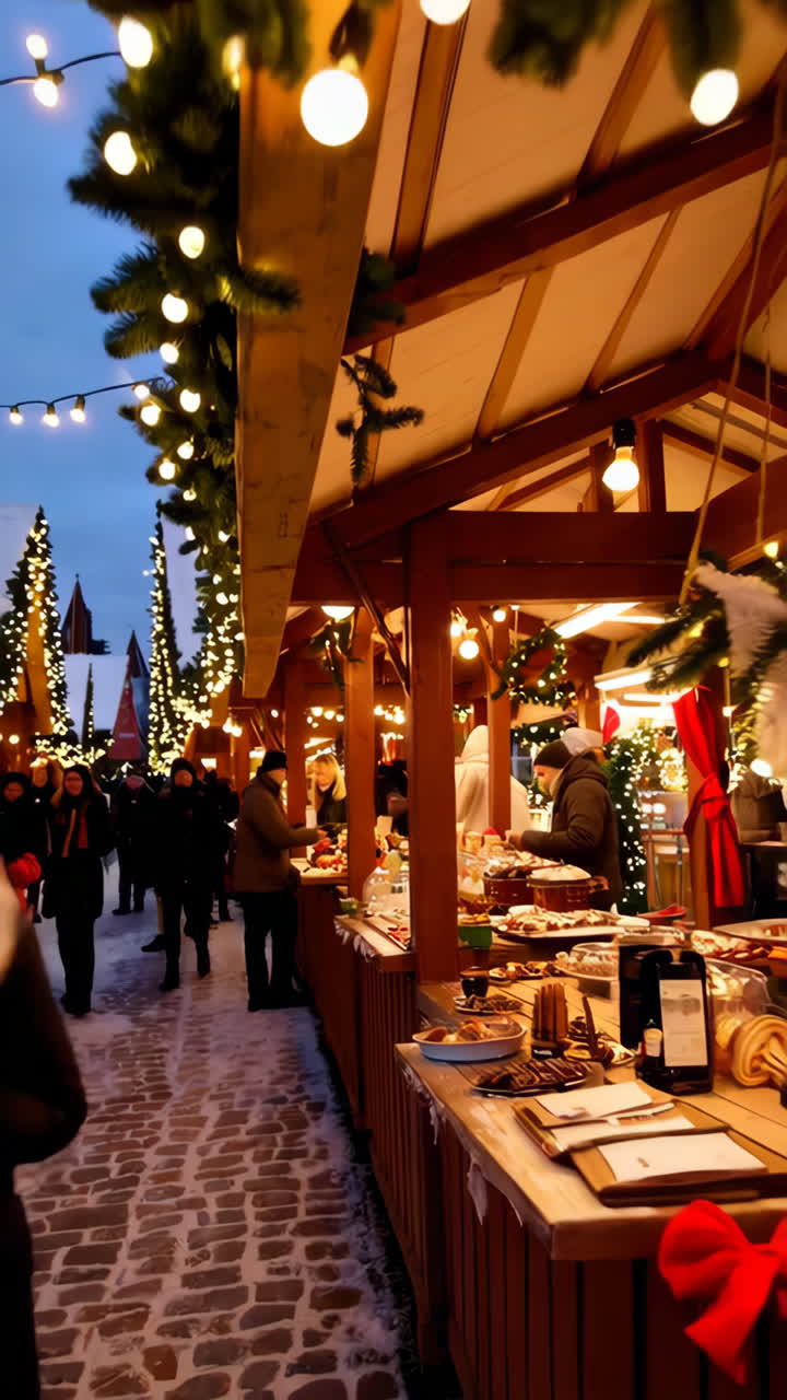 Christmas Market in a Snowy European City