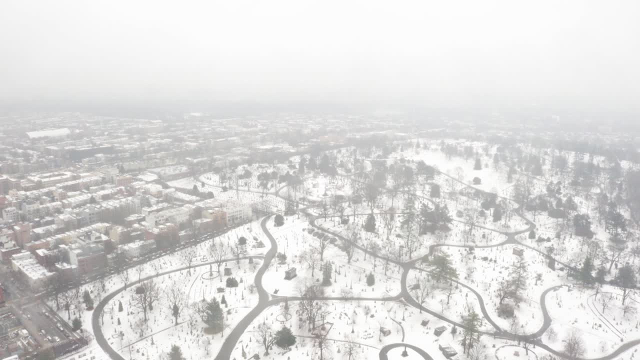 브루클린, 눈 덮인 묘지의 화이트 아웃 데이