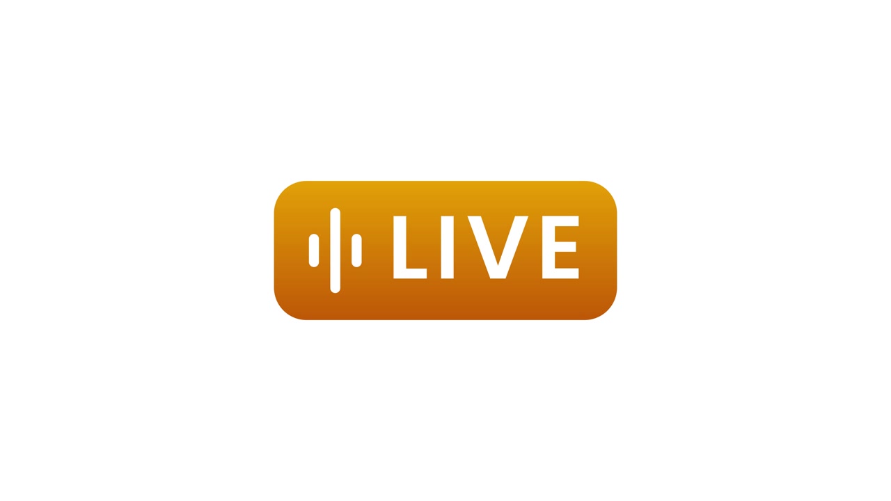 Live streaming knap med bølgeformlinje animation isoleret på hvid baggrund