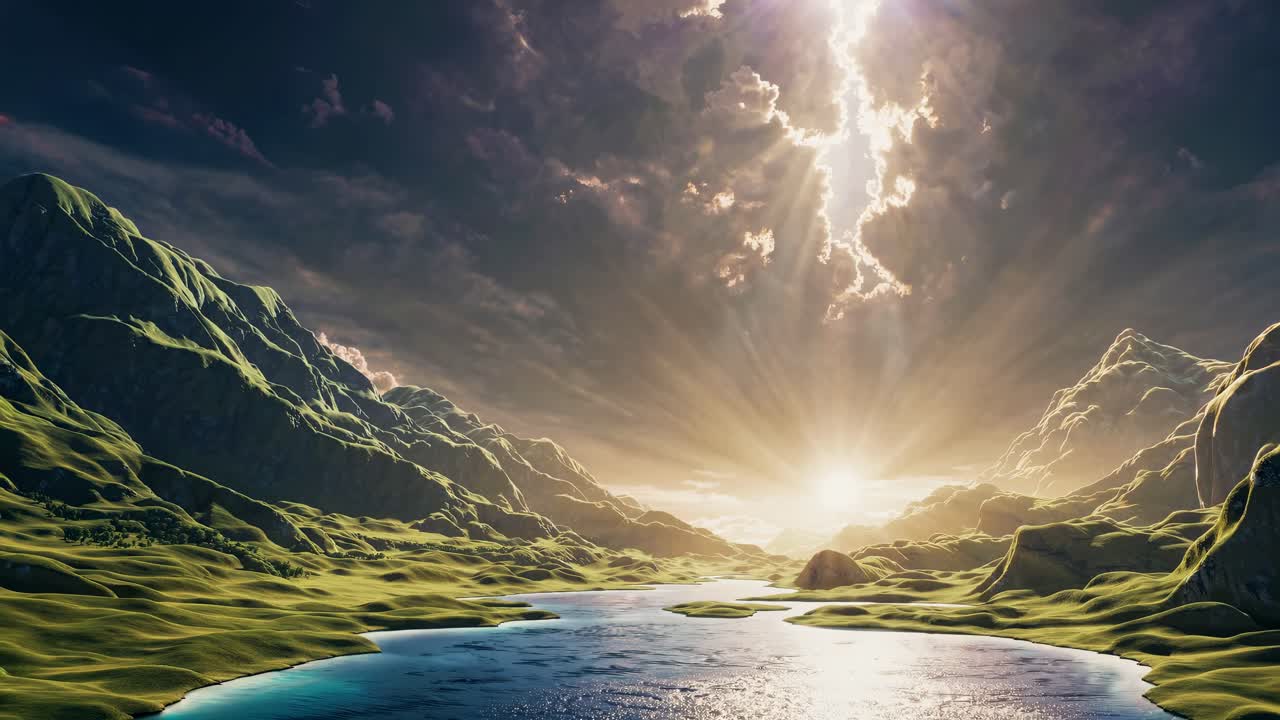 Sunrise over a Majestic Mountain Valley