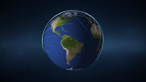 animación de la tierra rodeada por la expansión de la red de satélites