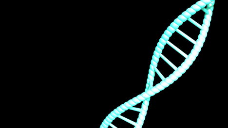 animation of dna strand spinning with copy space over black background