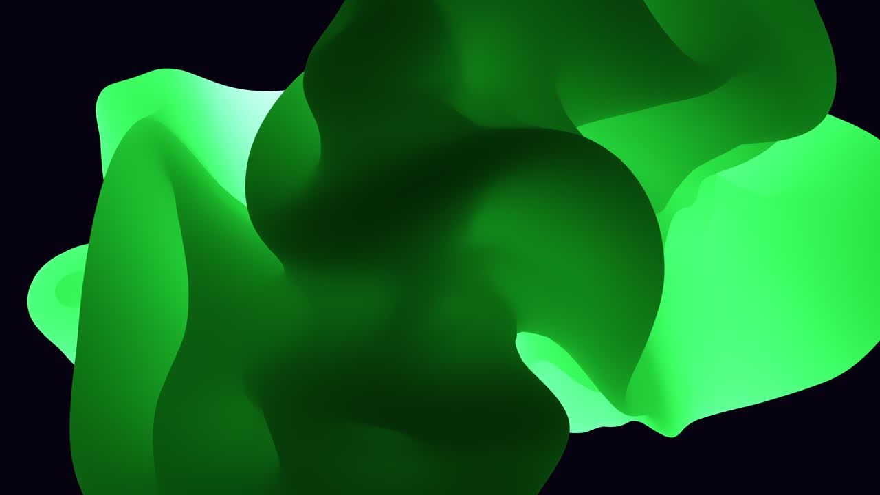 Futuristic green geometric form on black gradient