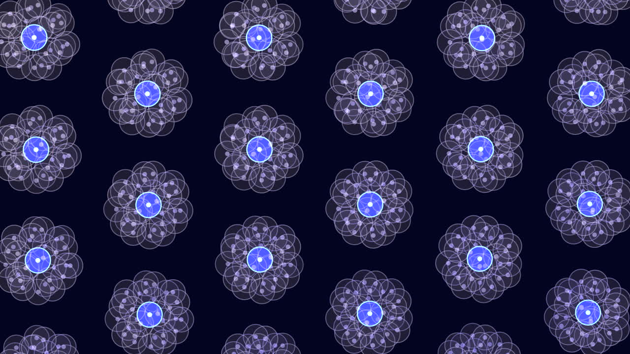 Vibrant blue and purple flower pattern on black background