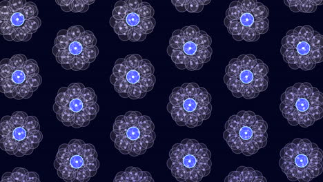 Vibrant-blue-and-purple-flower-pattern-on-black-background