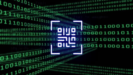 animation of qr code and binary coding digital data processing