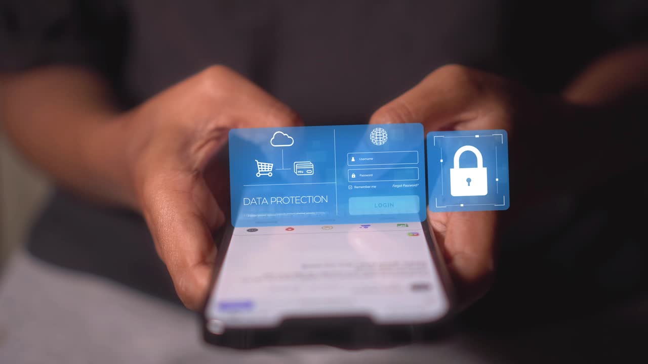 Secure login and online payment with digital wallet, mobile wallet safety, Data protection, VPN, virtual private network, Internet cyber security, Cyber crime protection