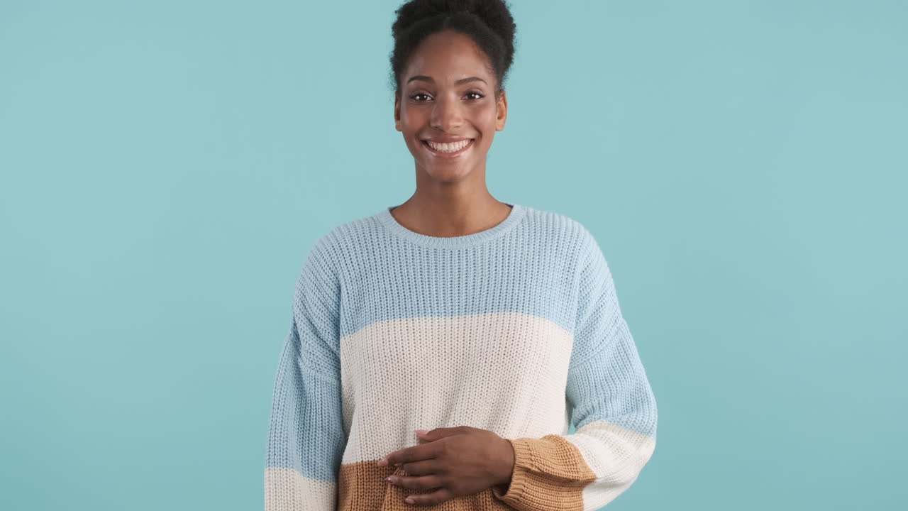 Happy young laughing and posing