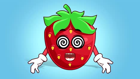 cartoon strawberry face animation eyes hypnosis with alpha matte