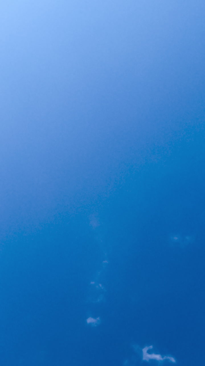 Blue skies clearing up from white clouds. Cloudscape formation in the horizon timelapse. View from below. Vertical video