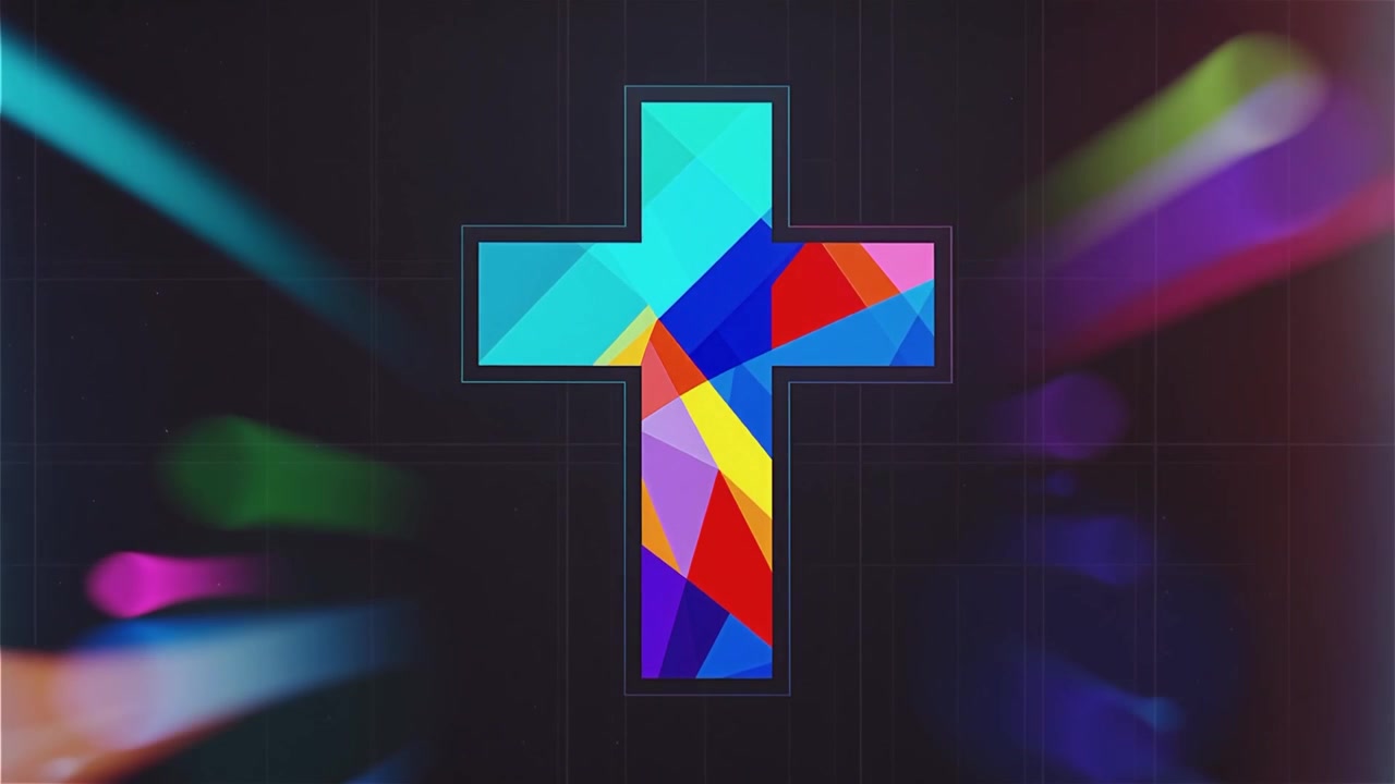 Christliches Kreuz, himmlisches Licht, Anbetungshintergrund.