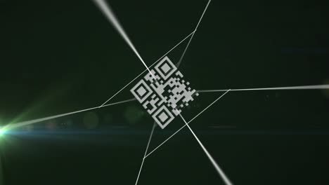 Animation-of-qr-code-and-data-processing-over-dark-background