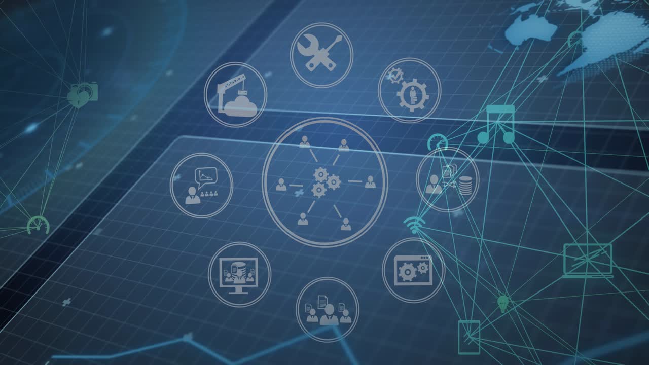 animación de la red de conexiones a través de la red