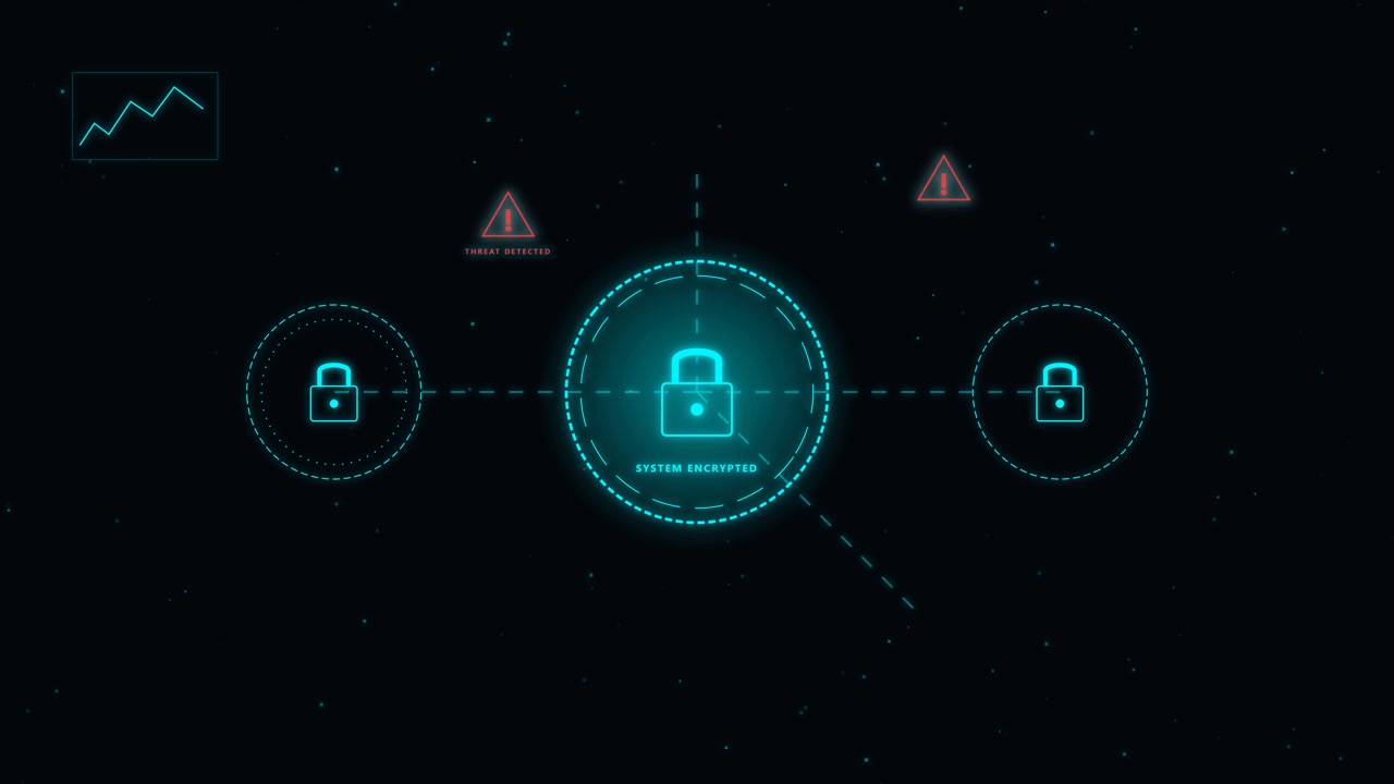 Digital Cybersecurity Interface Showing System Encryption and Threat Detection