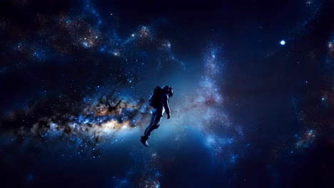 astronaut floating in a starry galaxy