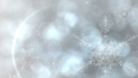 animation of snow falling over snowflakes and light spots