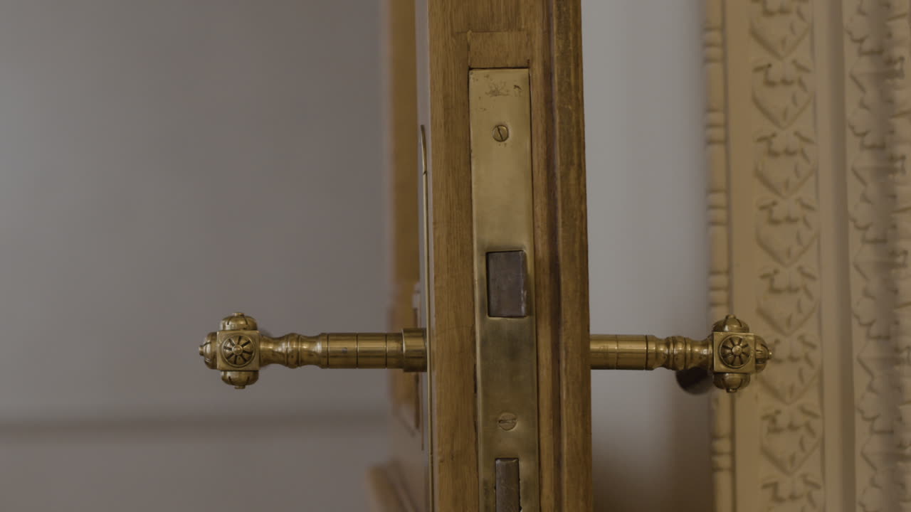 Antique Wooden Door with Brass Hardware