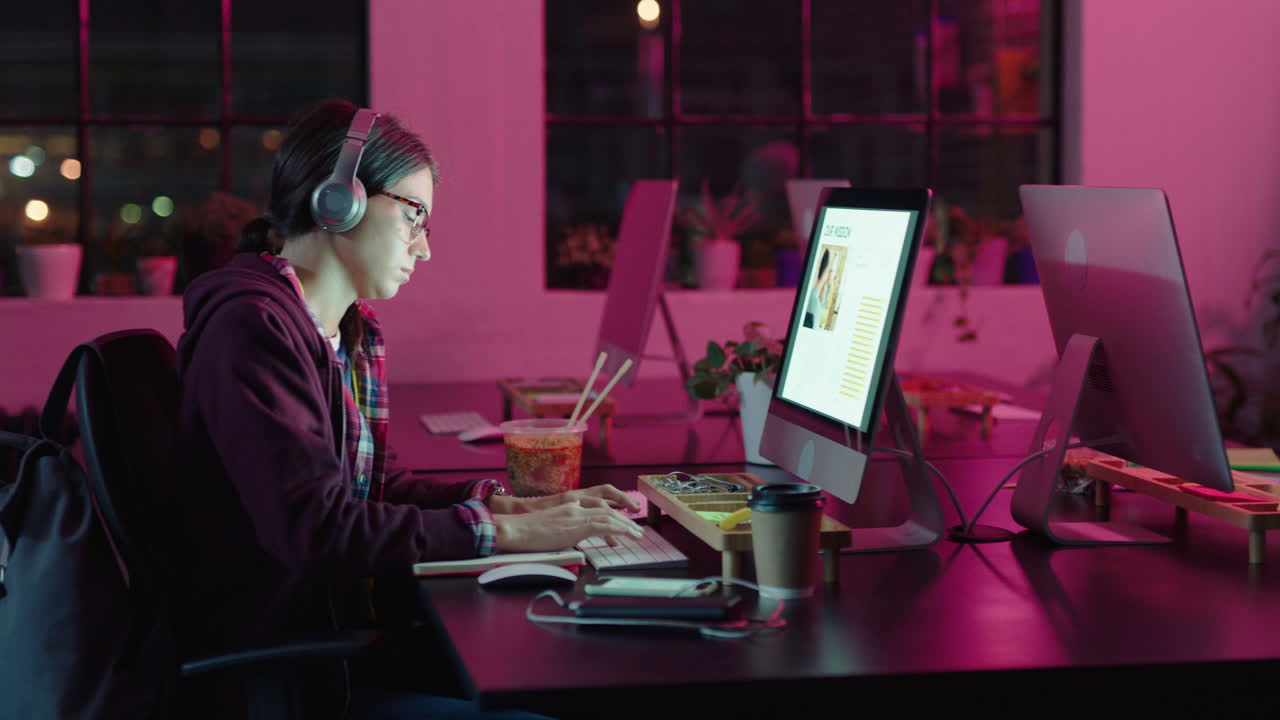 personas de negocios que trabajan hasta tarde usando tecnología informática equipo creativo lluvia de ideas estrategia de proyecto planificación fecha límite exitosa en la oficina moderna por la noche