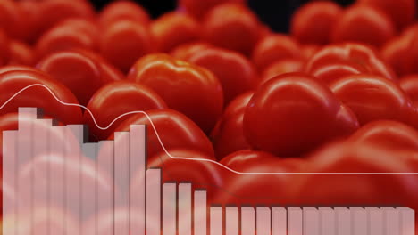 Animation-of-data-processing-on-diagram-over-fresh-tomatoes