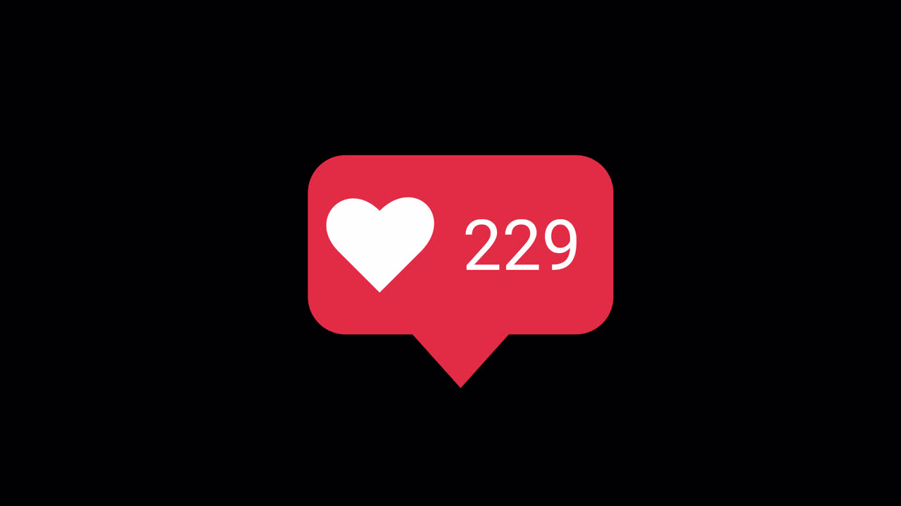 Animazione contatore Mi piace per social media con icona a cuore