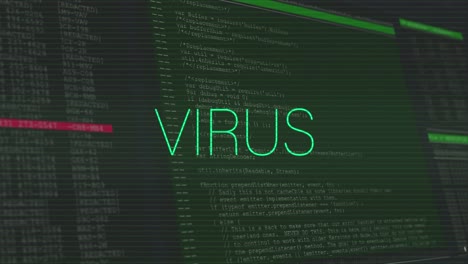 animation of virus text over data processing