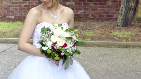 wide shot of  bride - bridemaid wedding dress