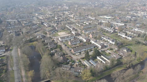 aerial of beautiful green suburban neighborhood