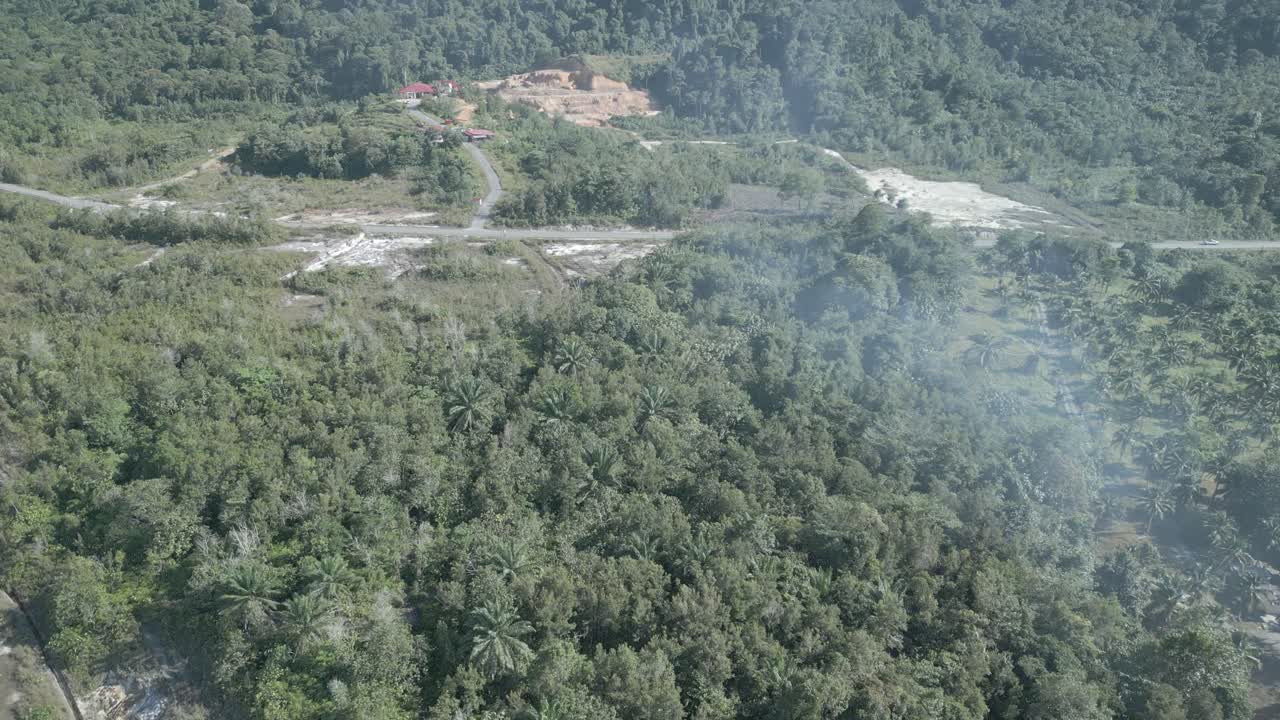 Beautiful Aerial Drone View At Matang Fac Highway This Road Lead to Sempadi Costal Road,Facing Green Forest And Mount Serapi Kuching,Borneo