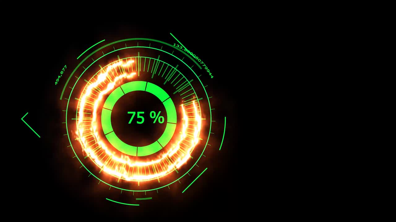 Digital meter green color power energy fire black screen