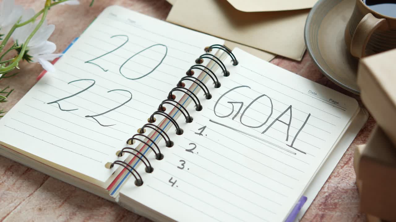 los objetivos de 2022 en un cuaderno