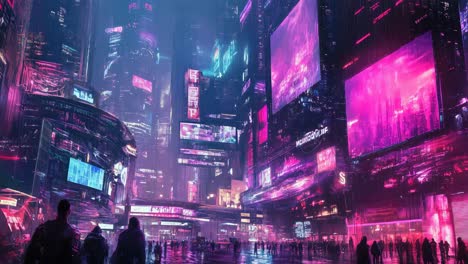 neon rain-soaked cyberpunk city