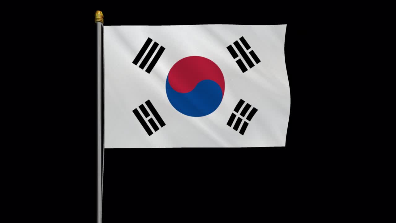 바람에 날아다니는 한국 발의 루프 비디오, 4k의 느린 동작 비디오, 알파 채널