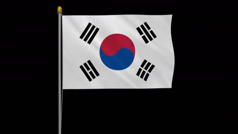 video de bucle de la bandera de corea del sur revoloteando en el viento, video en cámara lenta de 4k, con canal alfa