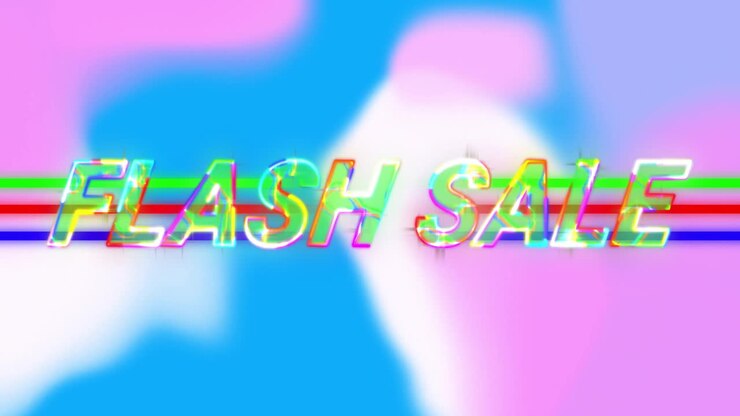 Flash Sale animation over colorful abstract background