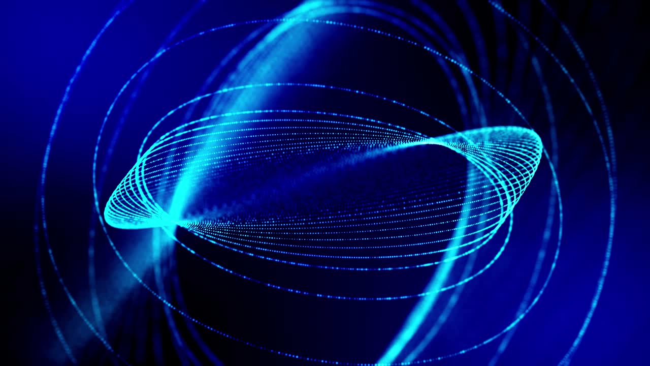 4k seamless looped science-fiction blue background with radial structures, particles oscillate and move smoothly, like element of information graphics on sci-fi panel HUD. 14