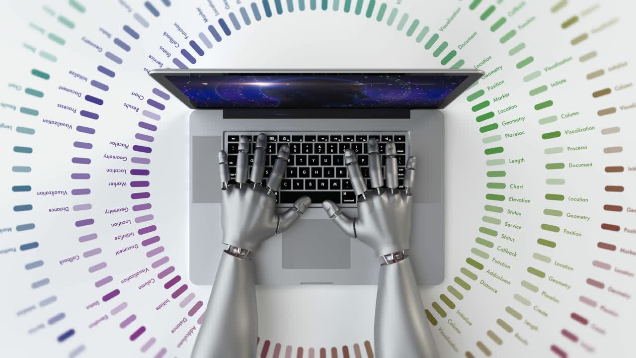 manos robóticas avanzadas que utilizan computadora portátil