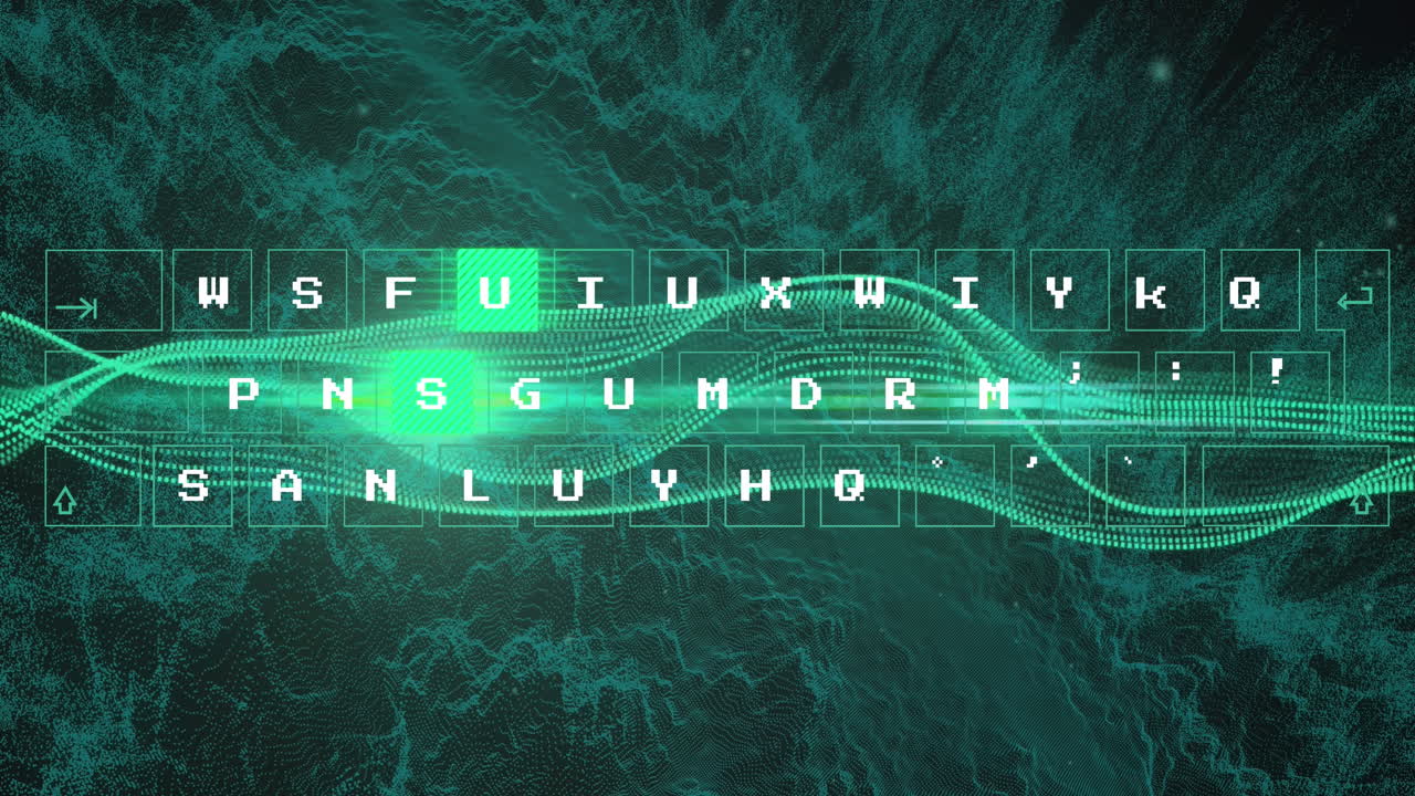 animación del patrón que se mueve en el teclado, patrón de onda sobre ondas dinámicas sobre fondo negro