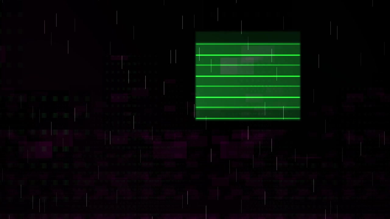Abstrakter digitaler Glitch-Hintergrund mit Scanlinien und Datenelementen