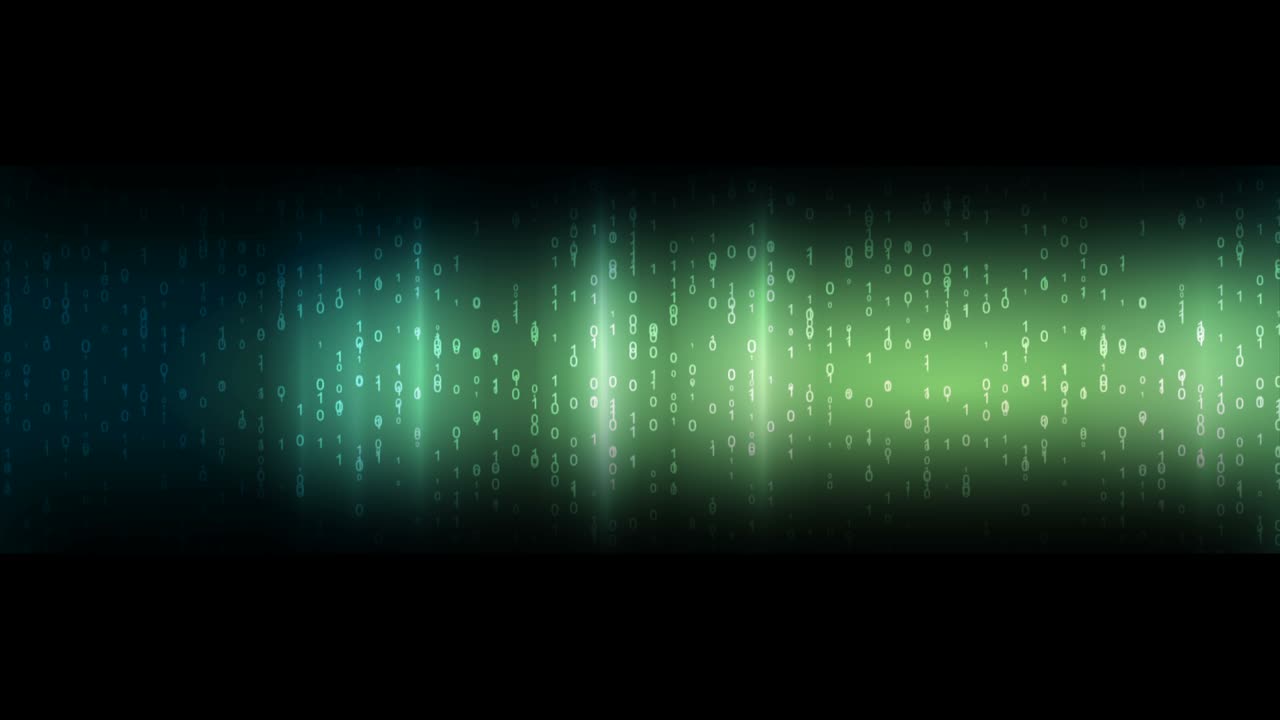 Glowing tech abstract motion background with binary code