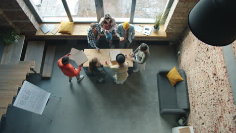 team lunch meeting in modern office