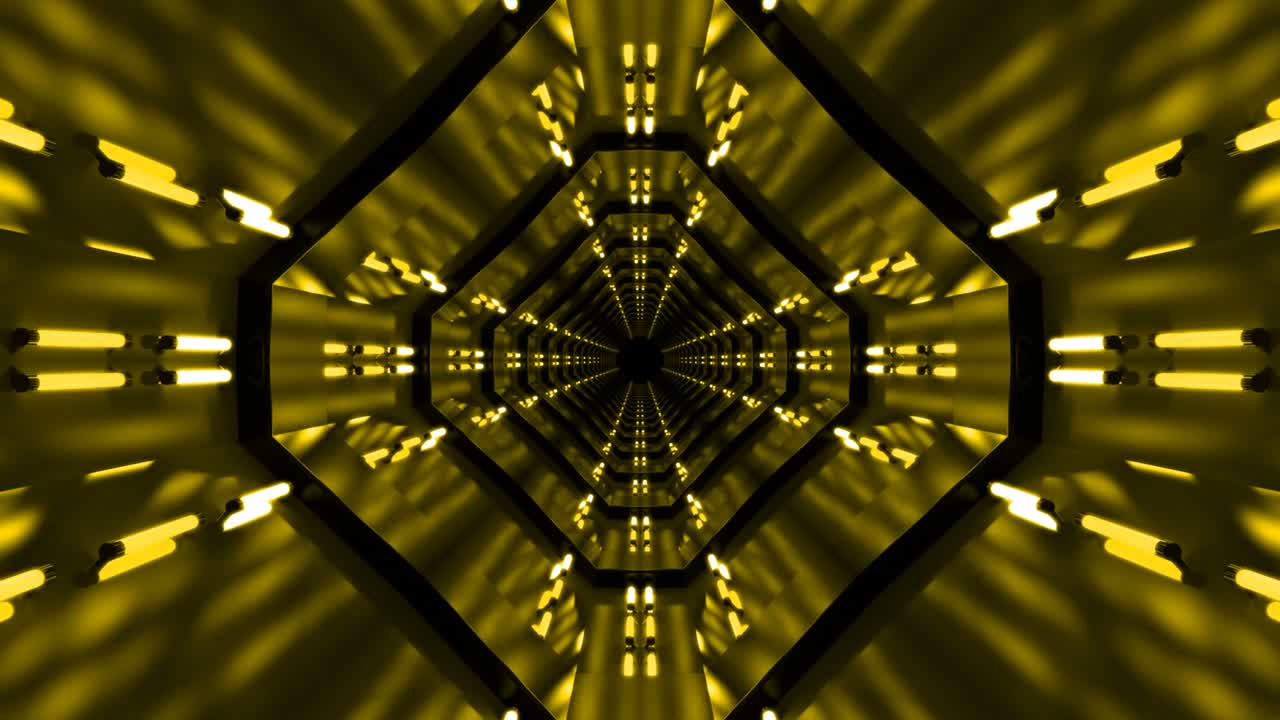 Yellow Technological Looped Abstract Background Tunnel