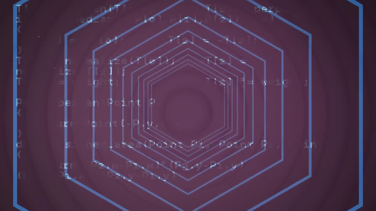 黒い背景のデジタルトンネルのデータ処理のアニメーション